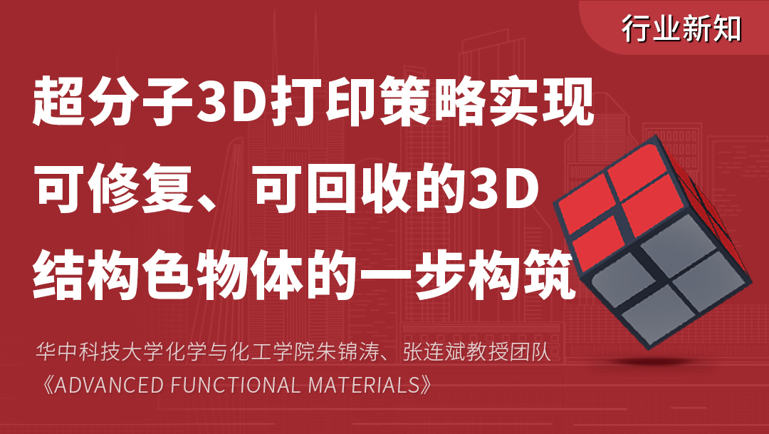 华科大朱锦涛、张连斌教授团队《AFM》：超分子3D打印策略实现可修复、可回收的3D结构色物体的一步构筑